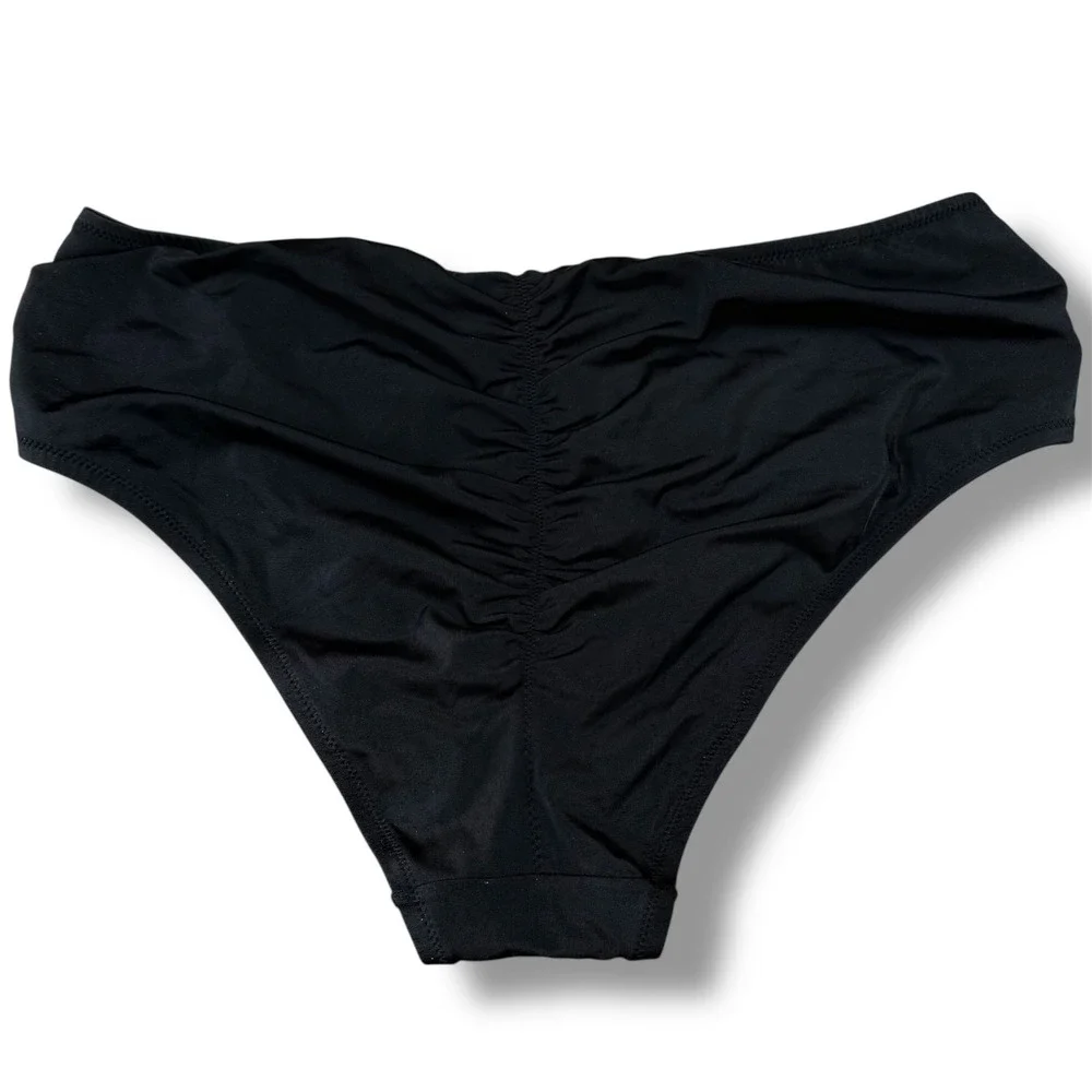 Victorias Secret Black Push Up Halter Bikini Set 36D Large Ruched High‎ Waist
